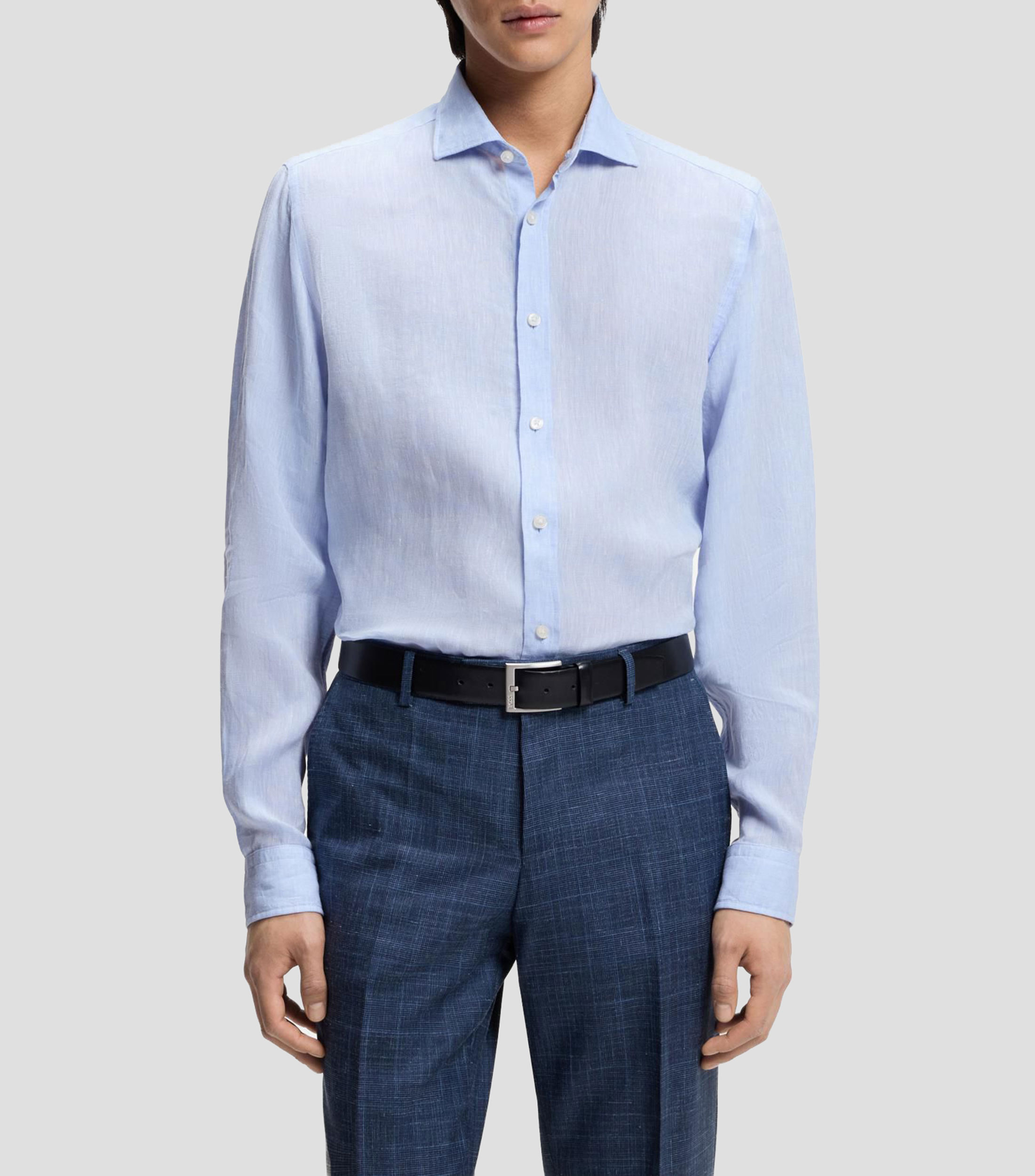 Camisa regular de lino lavado Hombre